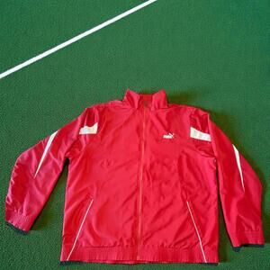 Vintage 90s Puma Red Nylon Track Jacket Windbreaker Men’s XL Lined Retro Clean